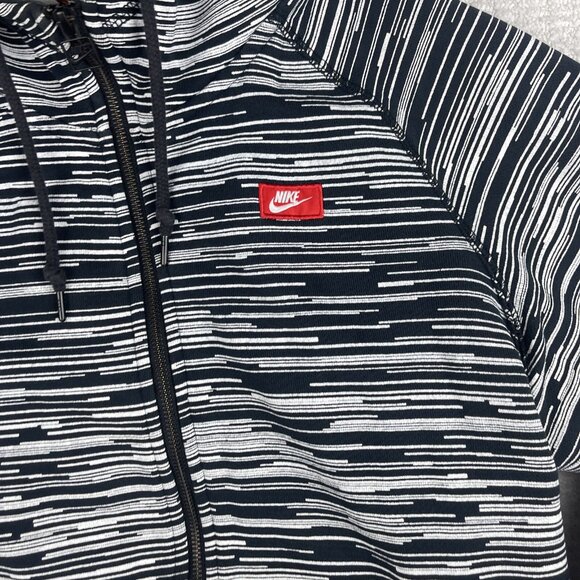 Nike Hoodie Mens M Black White AW77 FT Speed Stripe Full Zip 614488-010 - Picture 6 of 16